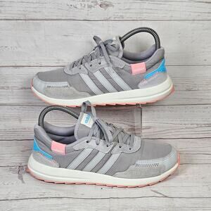 Women's Adidas Retrorun Athletic Shoes Run Gray Pink Blue US 6.5
